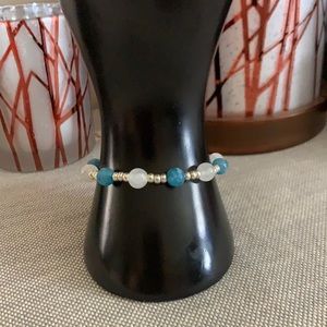 Selenite and Blue Agate Stretch Bracelet